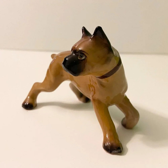 Vintage Ceramic Boxer Dog Figurine  4 Inch Long Figure - Picture 7 of 13